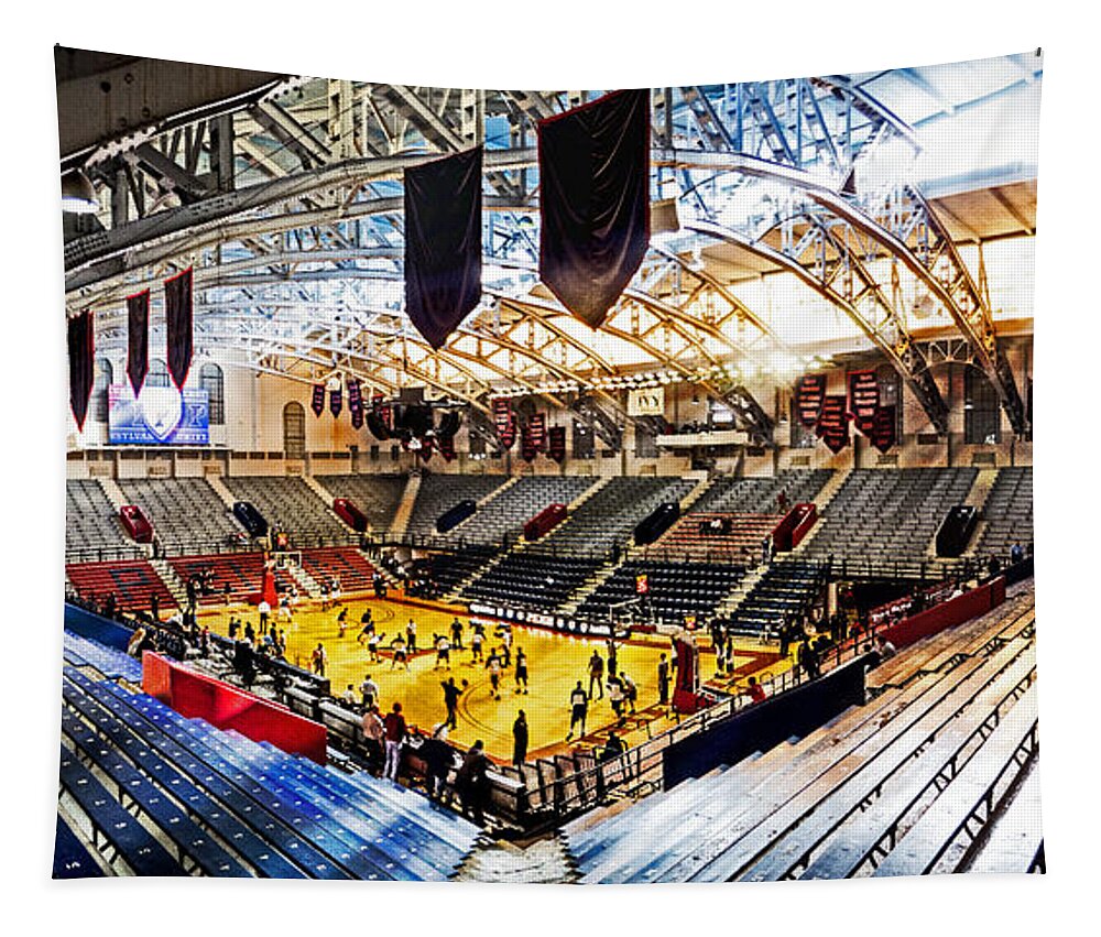 College Tapestry featuring the photograph The Palestra In The Afternoon by Tom Gari Gallery-Three-Photography
