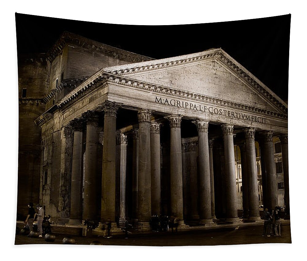 Pantheon Tapestry featuring the photograph The Pantheon at night by Weston Westmoreland
