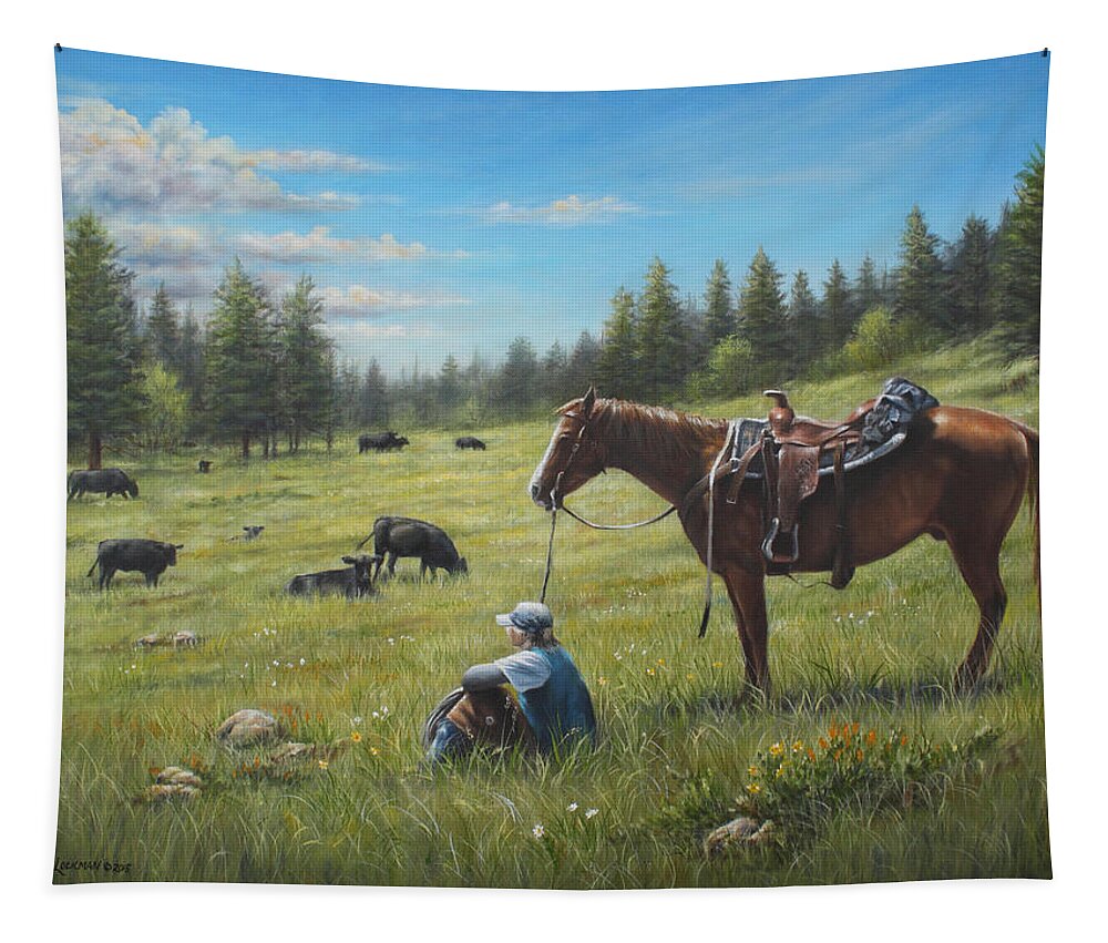 Horse Tapestry featuring the painting The Perfect Day by Kim Lockman