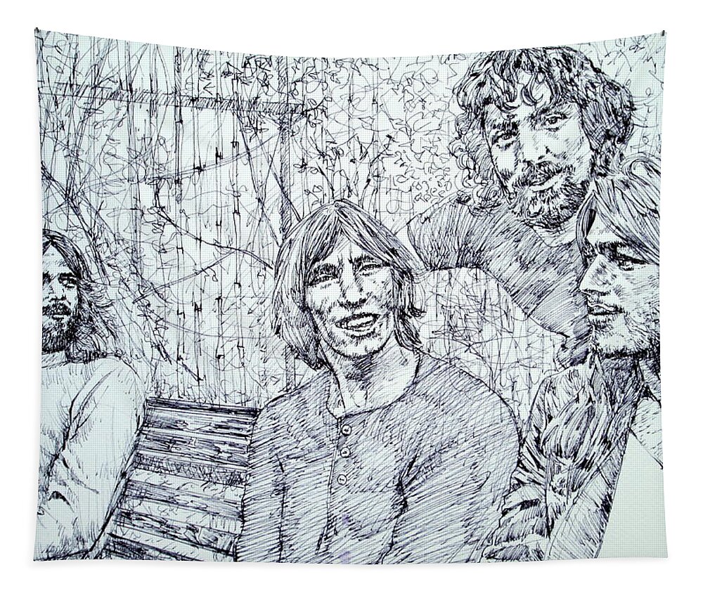 Pink Tapestry featuring the drawing the PINK FLOYD - drawing portrait by Fabrizio Cassetta
