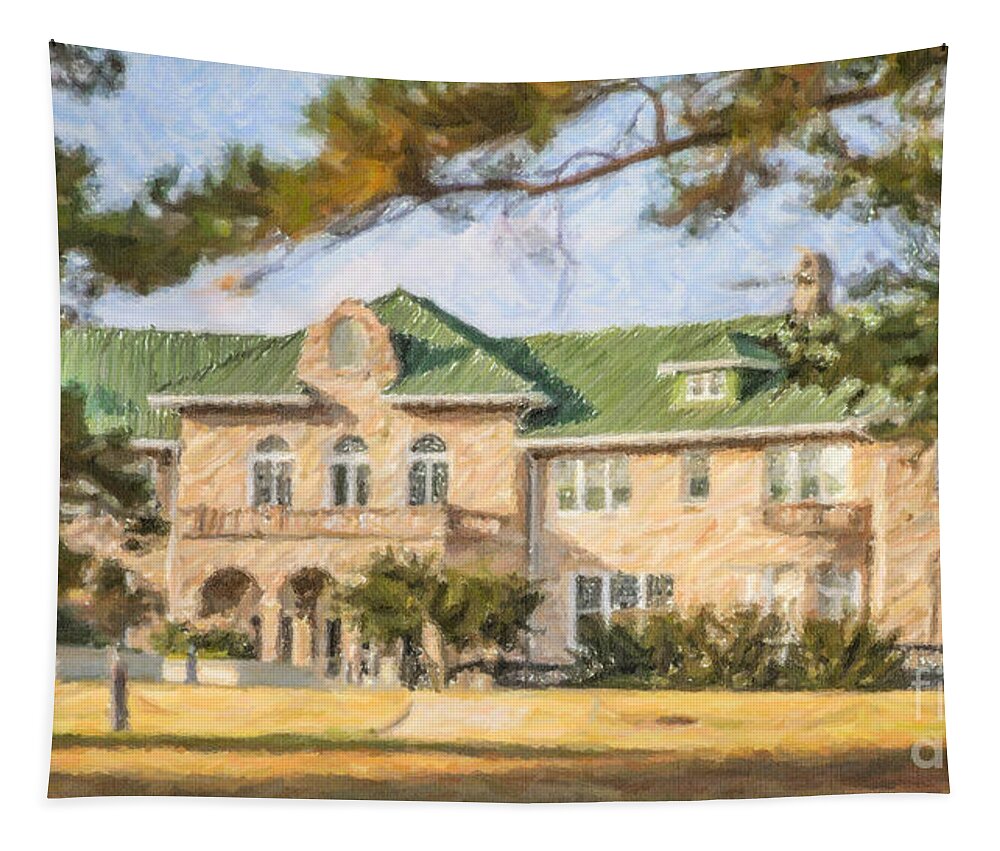 The Pink Palace Tapestry featuring the digital art The Pink Palace Museum Memphis Tn USA by Liz Leyden