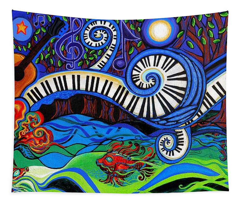 Music Tapestry featuring the painting The Power Of Music by Genevieve Esson
