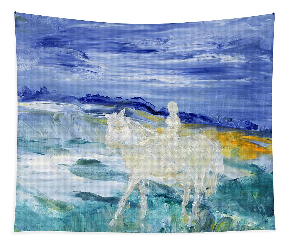 Horse Tapestry featuring the photograph The Rider Oil On Canvas by Brenda Brin Booker