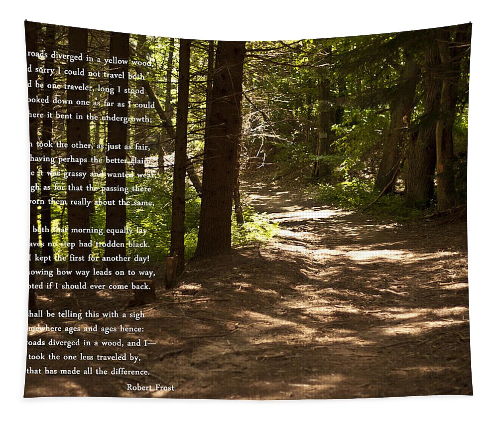 The Road Not Taken Tapestry featuring the photograph The Road Not Taken - Robert Frost Path in the Woods by Georgia Fowler