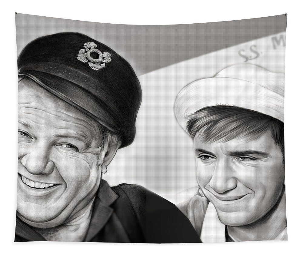 Gilligan's Island Tapestry featuring the mixed media The Skipper and Gilligan by Greg Joens