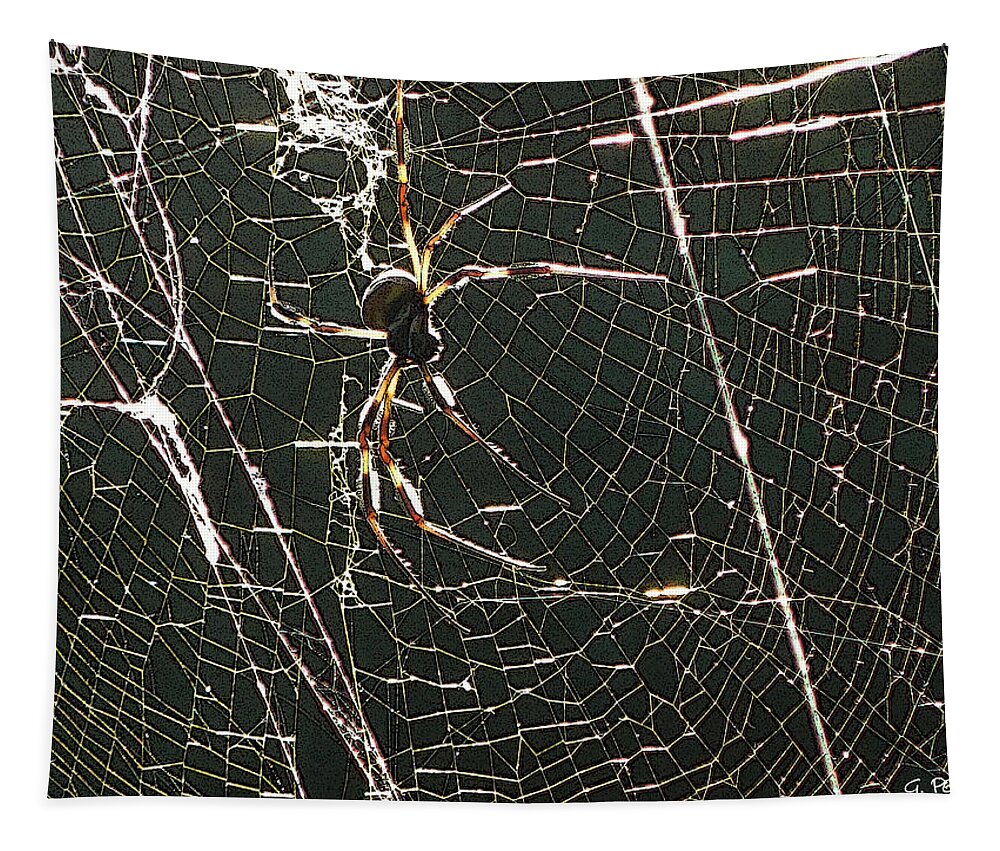 Banana Tapestry featuring the photograph the Spider's Web by George Pedro