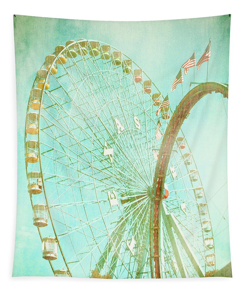 State Fair Tapestry featuring the photograph The Texas Star Ferris Wheel by David and Carol Kelly