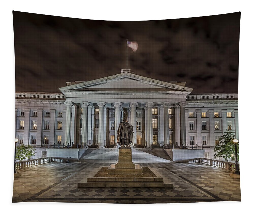 Building Tapestry featuring the photograph The Treasury Department by David Morefield