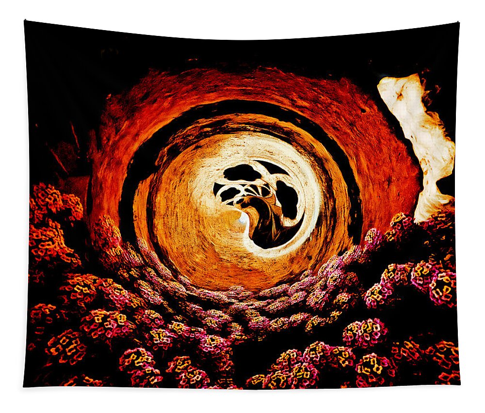 Abstract Tapestry featuring the digital art The Hole Between Heaven and Hell by Steve Taylor