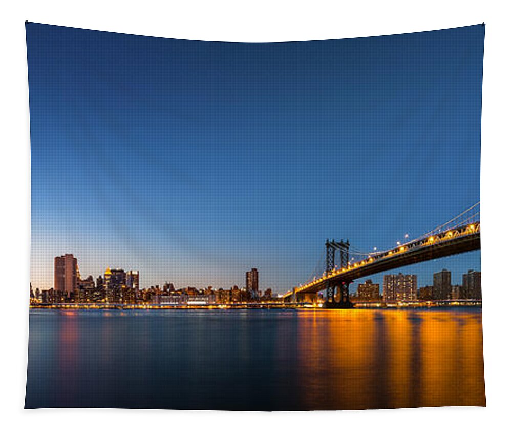 Brooklyn Tapestry featuring the photograph The Two Bridges by Mihai Andritoiu