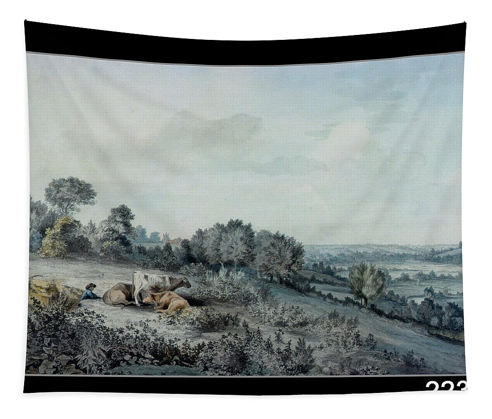 Village Tapestry featuring the photograph The Valley Of The Stour, Looking Towards East Bergholt, 1880 Pencil, Pen And Ink And Watercolour by John Constable