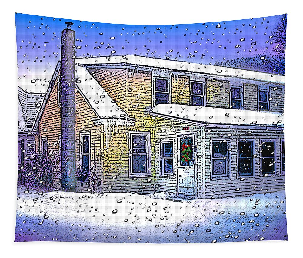 Vermont Tapestry featuring the digital art The Vermont Homestead by Nancy Griswold