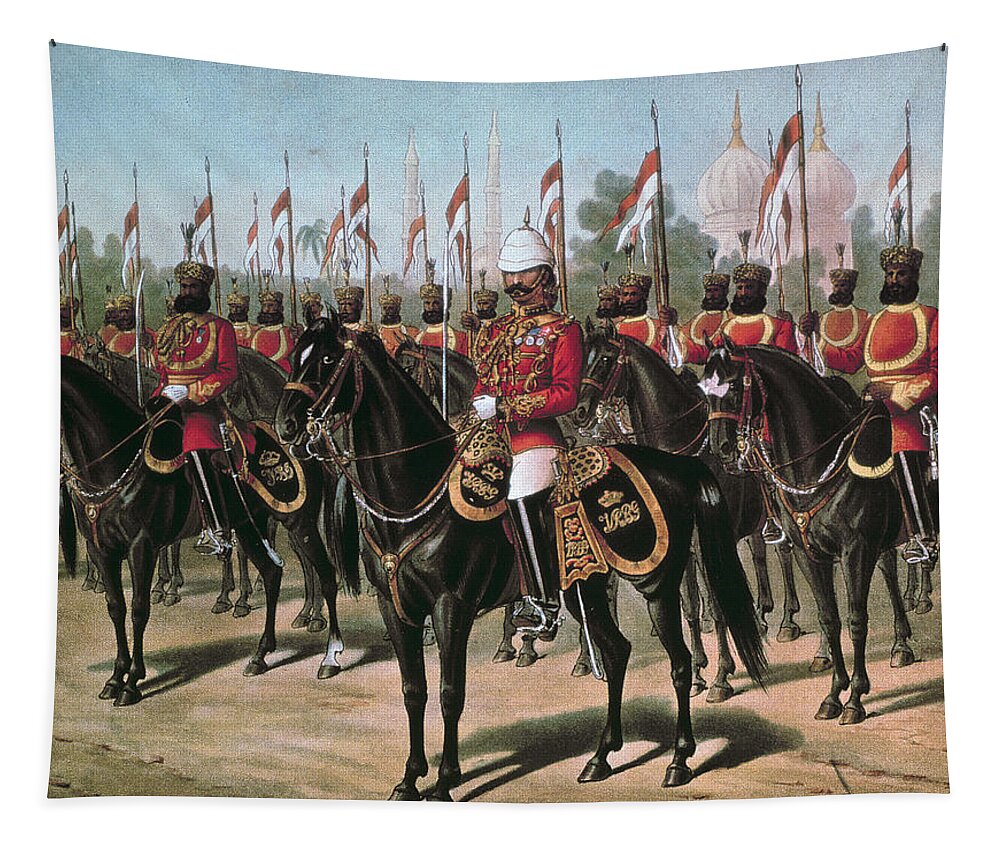 Indian Tapestry featuring the drawing The Viceroys Bodyguard, Printed In Our by Richard Simkin