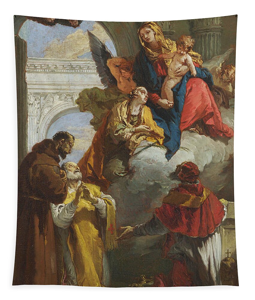 Giovanni Battista Tiepolo Tapestry featuring the painting The Virgin and Child appearing to a Group of Saints by Giovanni Battista Tiepolo