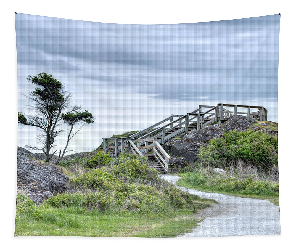 Walkway Tapestry featuring the photograph The Walkway at Neck Point by Kathy Paynter