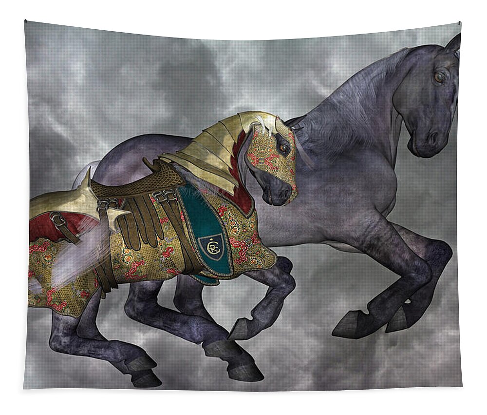 Horse Tapestry featuring the digital art The War Horse by Betsy Knapp