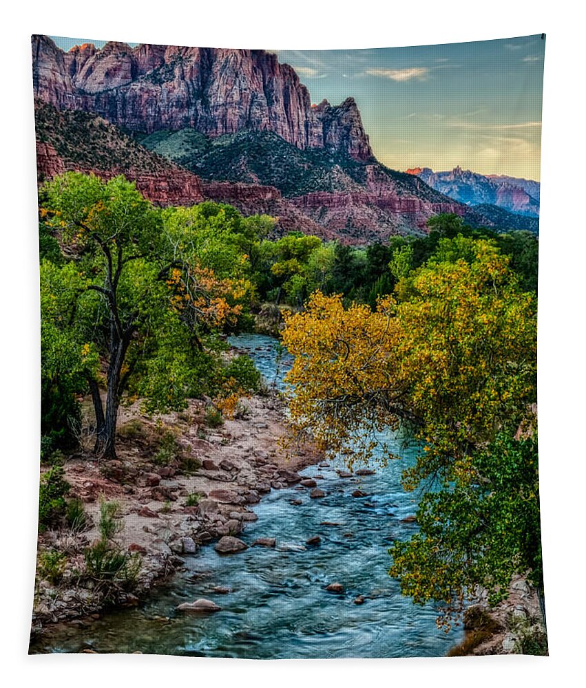 Zion Tapestry featuring the photograph The Watchman at Sunrise by George Buxbaum