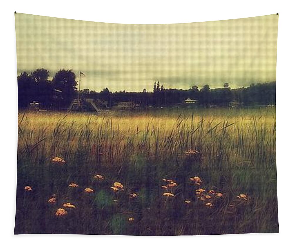  Landscape Art Tapestry featuring the photograph Landscape with yellow flowers by Marysue Ryan
