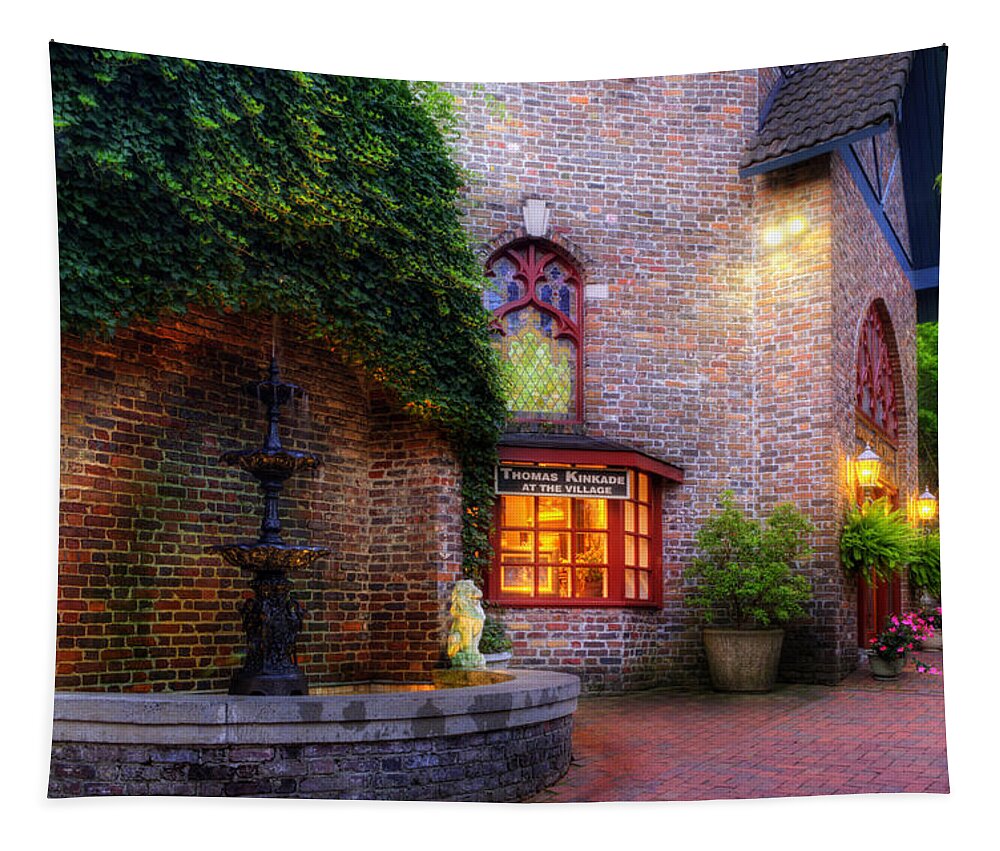 Gatlinburg Tapestry featuring the photograph Thomas Kinkade At The Village in Gatlinburg by Greg and Chrystal Mimbs