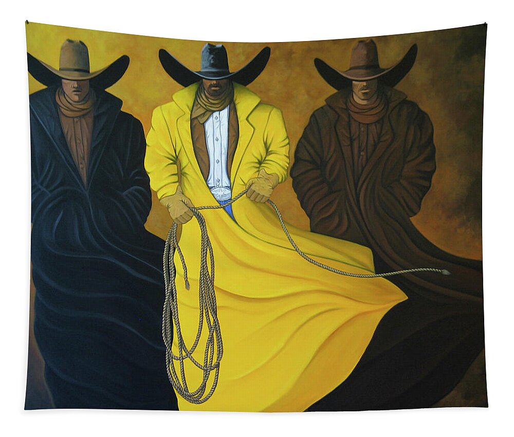 Cowboys Tapestry featuring the painting Three Brothers by Lance Headlee