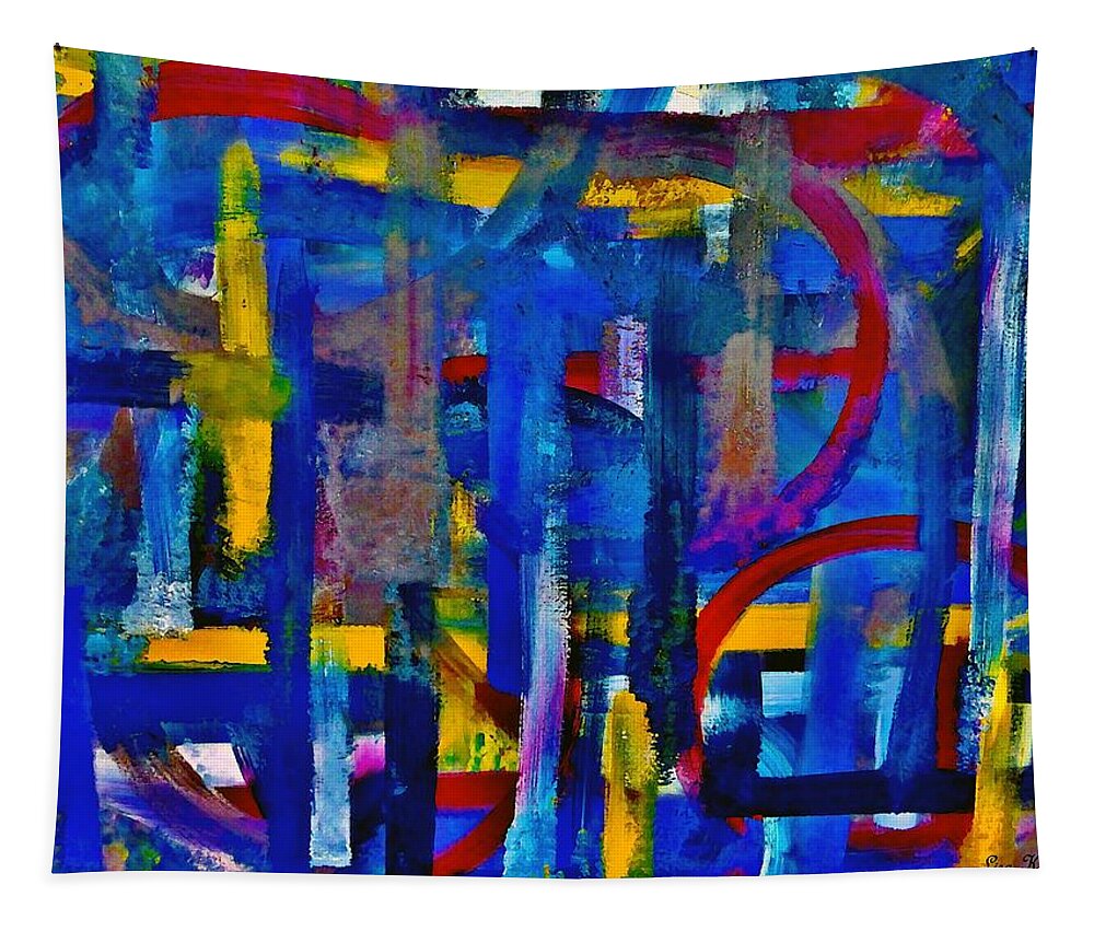 Abstract Tapestry featuring the painting Anchored In Art by Lisa Kaiser