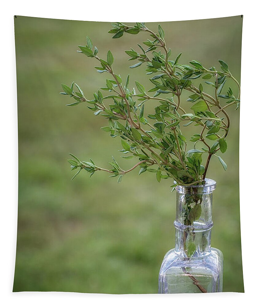 Thyme Tapestry featuring the photograph Thyme in a Bottle by Scott Thorp