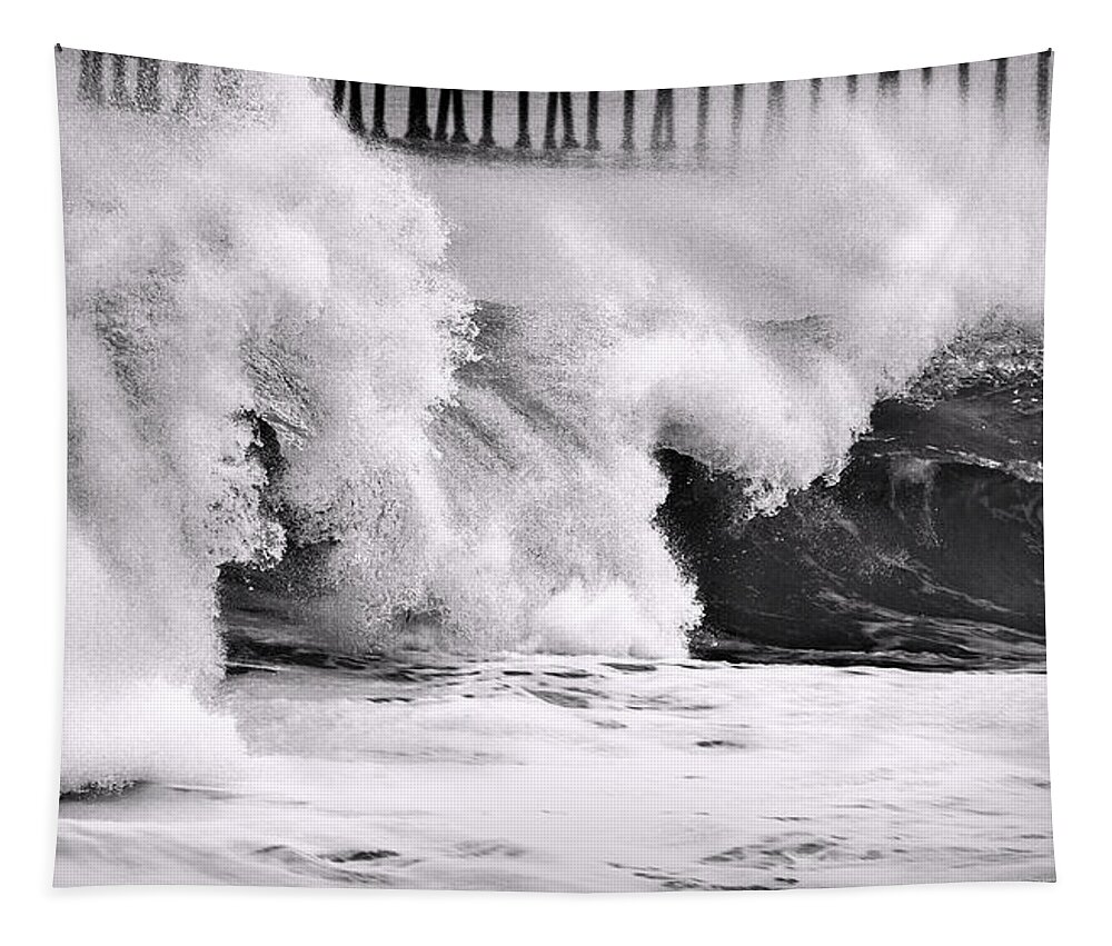 Waves Tapestry featuring the photograph Tides Will Turn bw By Denise Dube by Denise Dube