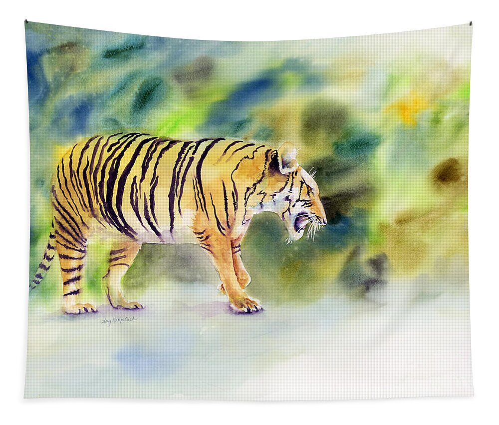 Tiger Tapestry featuring the painting Tiger by Amy Kirkpatrick