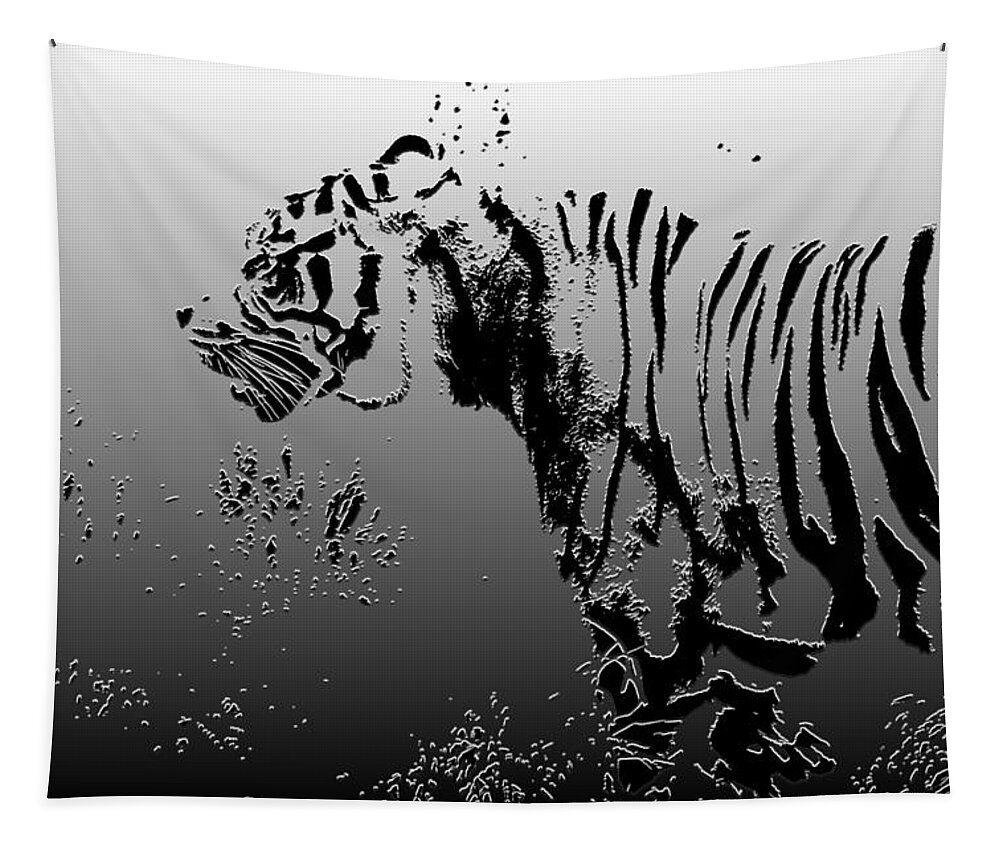 Tiger Tapestry featuring the photograph Tiger illustration design by Chris Smith