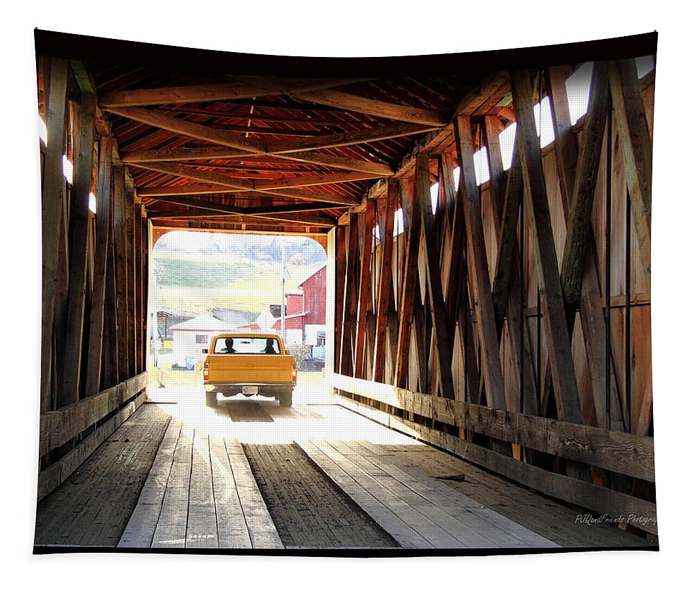 Covered Bridge Tapestry featuring the photograph TIme Portal by PJQandFriends Photography