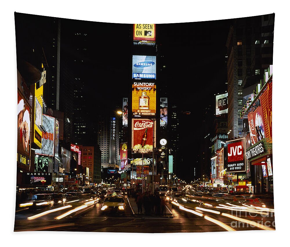 Times Square Tapestry featuring the photograph Times Square At Night by Rafael Macia