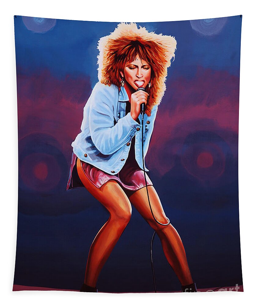 Tina Turner Tapestry featuring the painting Tina Turner by Paul Meijering