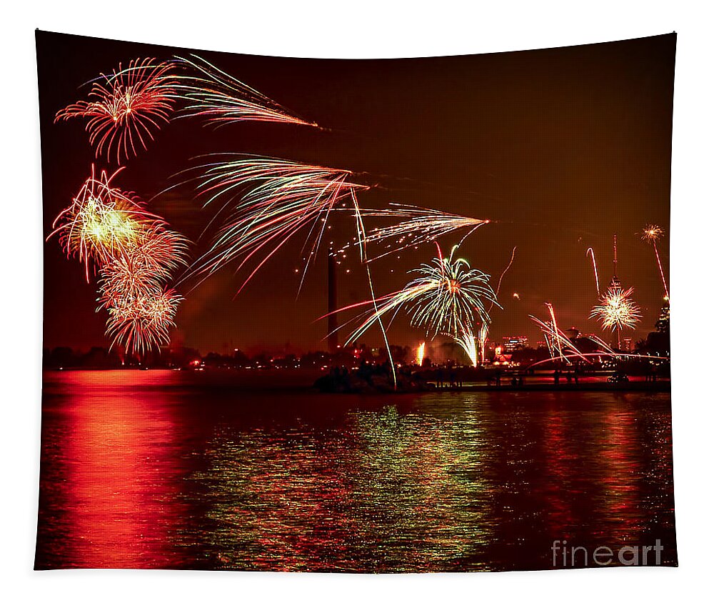 Toronto Tapestry featuring the photograph Toronto fireworks 2 by Elena Elisseeva