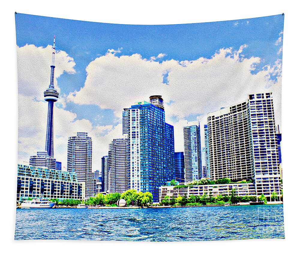 Toronto Tapestry featuring the photograph Toronto Harbour on a Sunny Day by Nina Silver