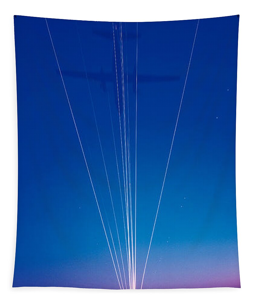 Photography Tapestry featuring the photograph Track Lights Zurich Airport Switzerland by Panoramic Images
