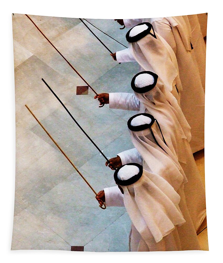 United Tapestry featuring the photograph Traditional Emirati Men's Dance by Andrea Anderegg