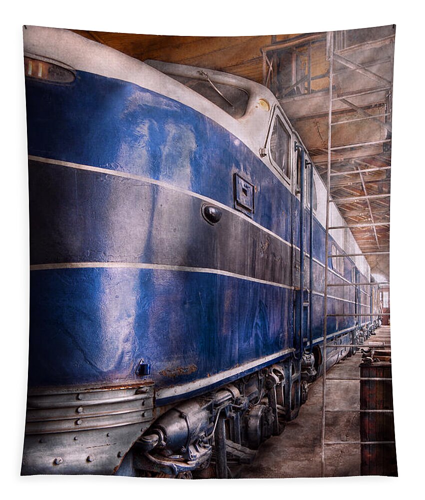 Savad Tapestry featuring the photograph Train - The maintenance facility by Mike Savad