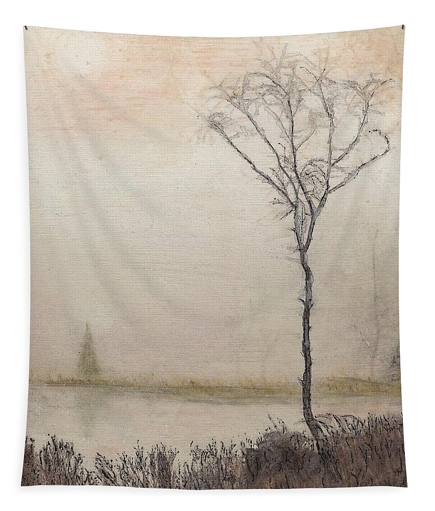 Nature Tapestry featuring the mixed media Tranquil Morning by Cara Frafjord