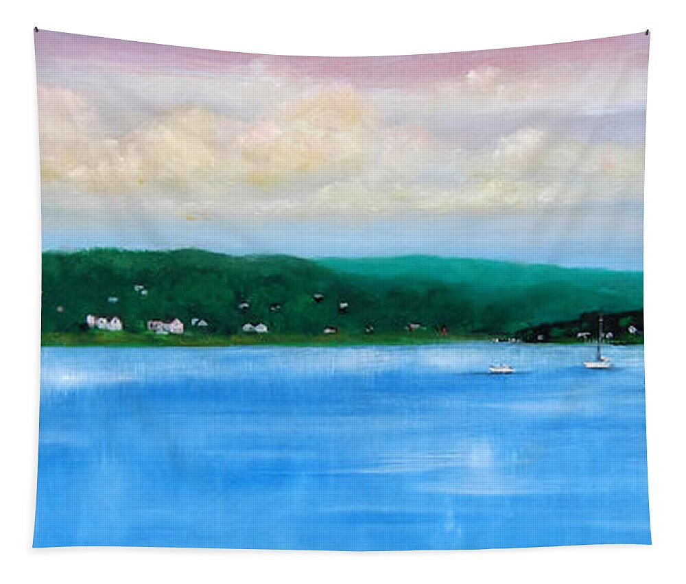 Navesink River Nj Tapestry featuring the painting Tranquility on the Navesink River by Leonardo Ruggieri