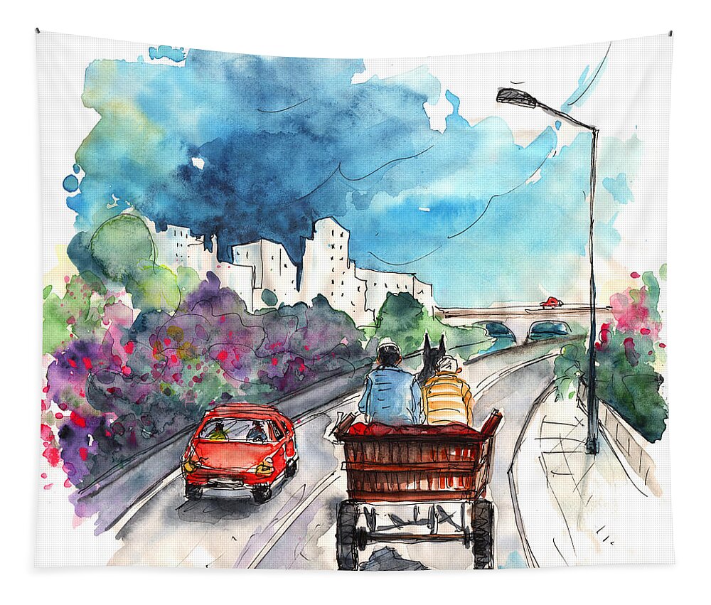 Transportation Tapestry featuring the painting Transportation in The Algarve in Portugal by Miki De Goodaboom
