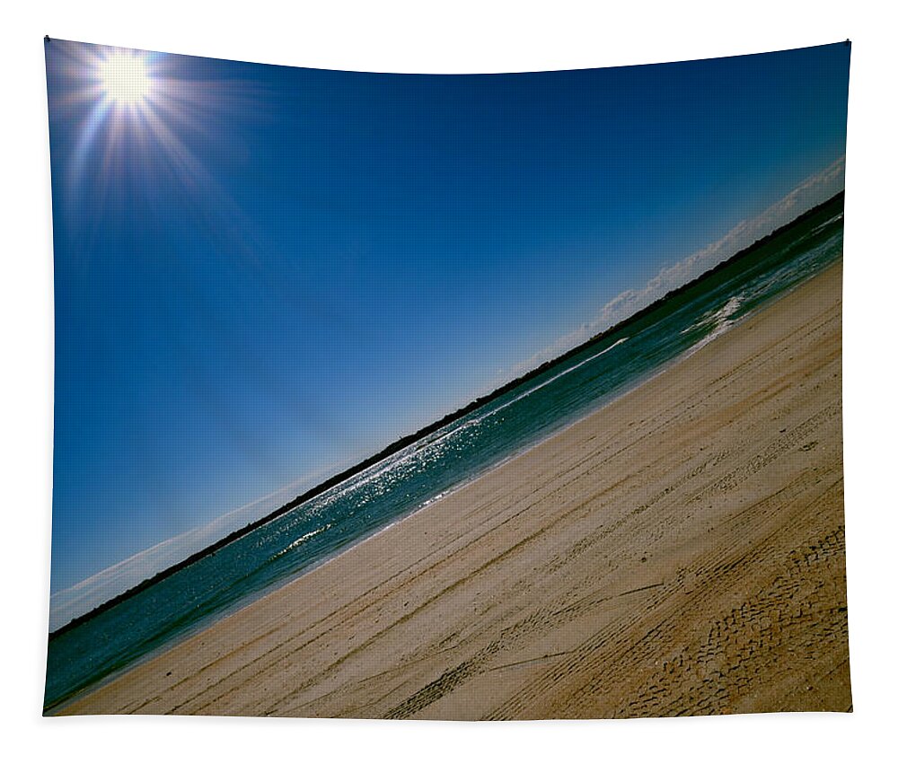 Beach Tapestry featuring the photograph Treads in the Sand by DigiArt Diaries by Vicky B Fuller