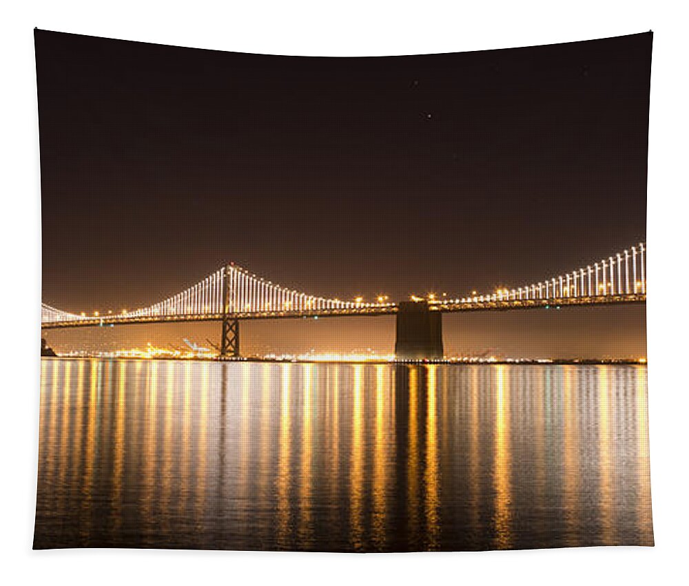 San Francisco Tapestry featuring the photograph Treasure Island Bay Lights by Bryant Coffey