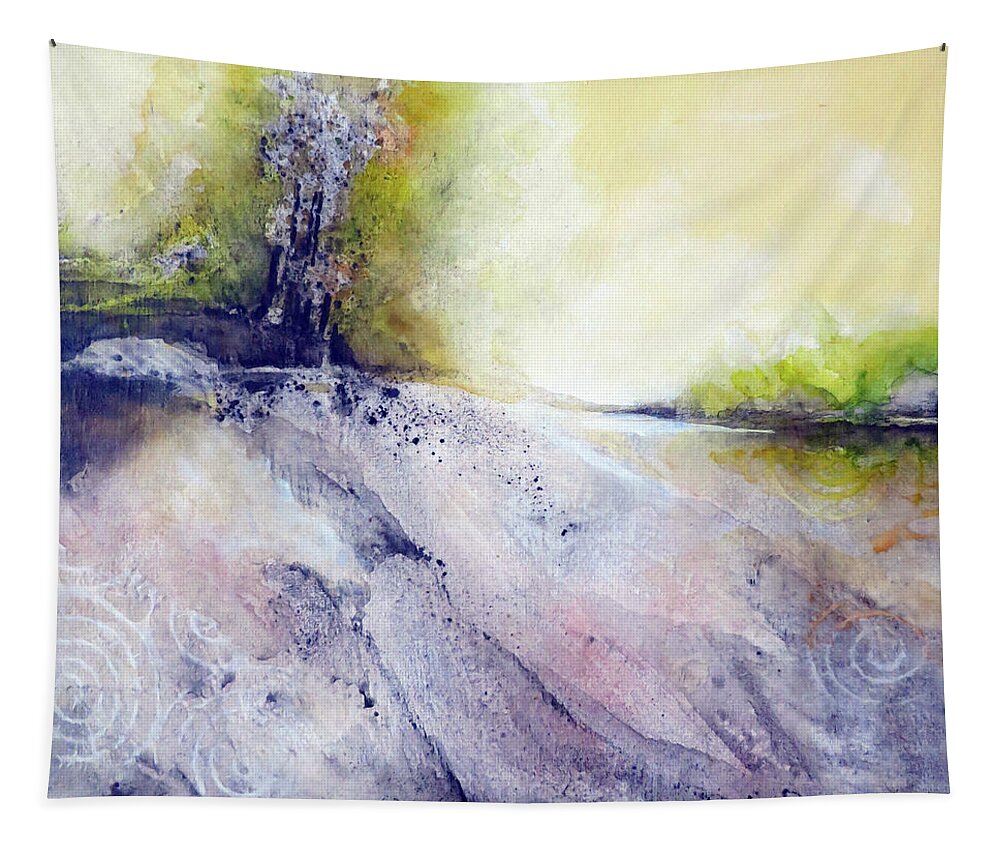 Art Tapestry featuring the painting Tree Growing On Rocky Riverbank by Ikon Ikon Images