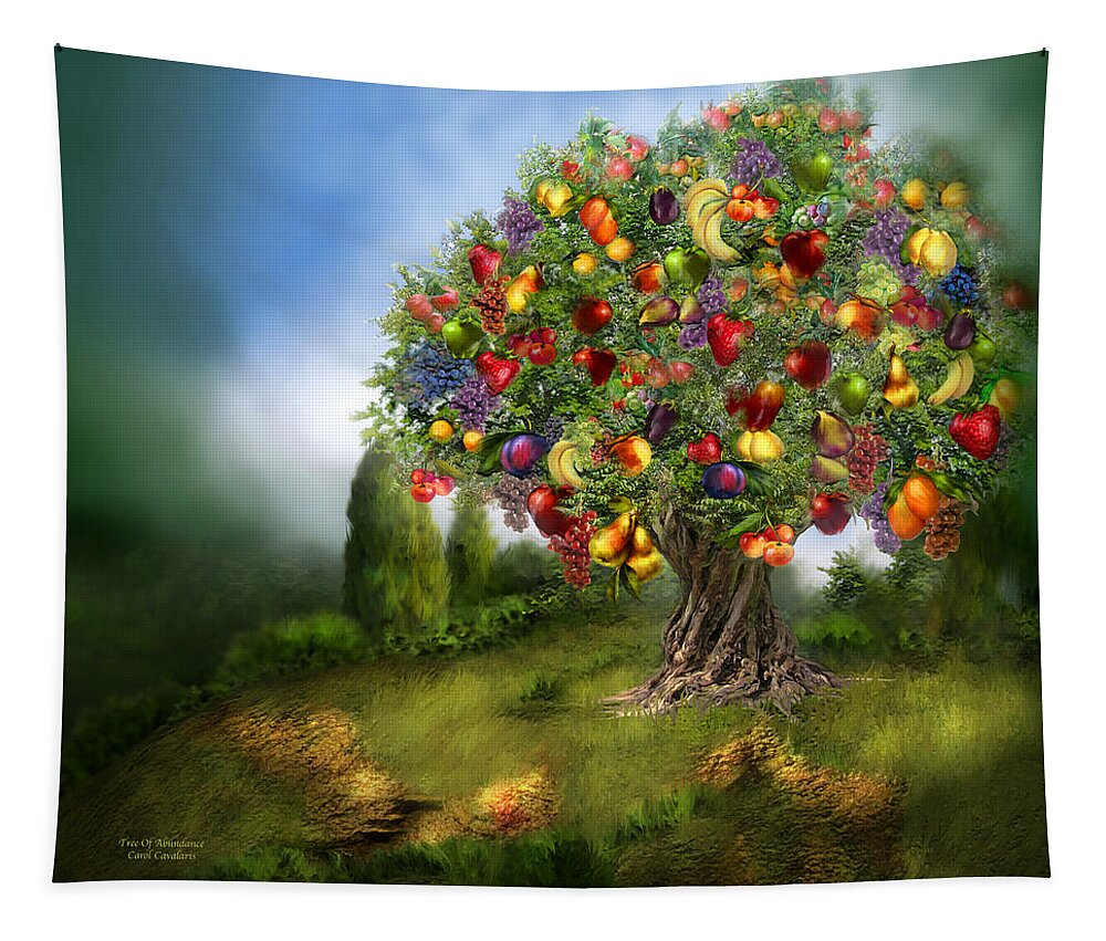 Tree Tapestry featuring the mixed media Tree Of Abundance by Carol Cavalaris