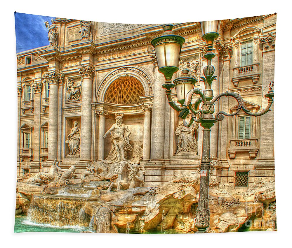 Fountain Tapestry featuring the photograph Trevi Fountain in Rome by David Birchall
