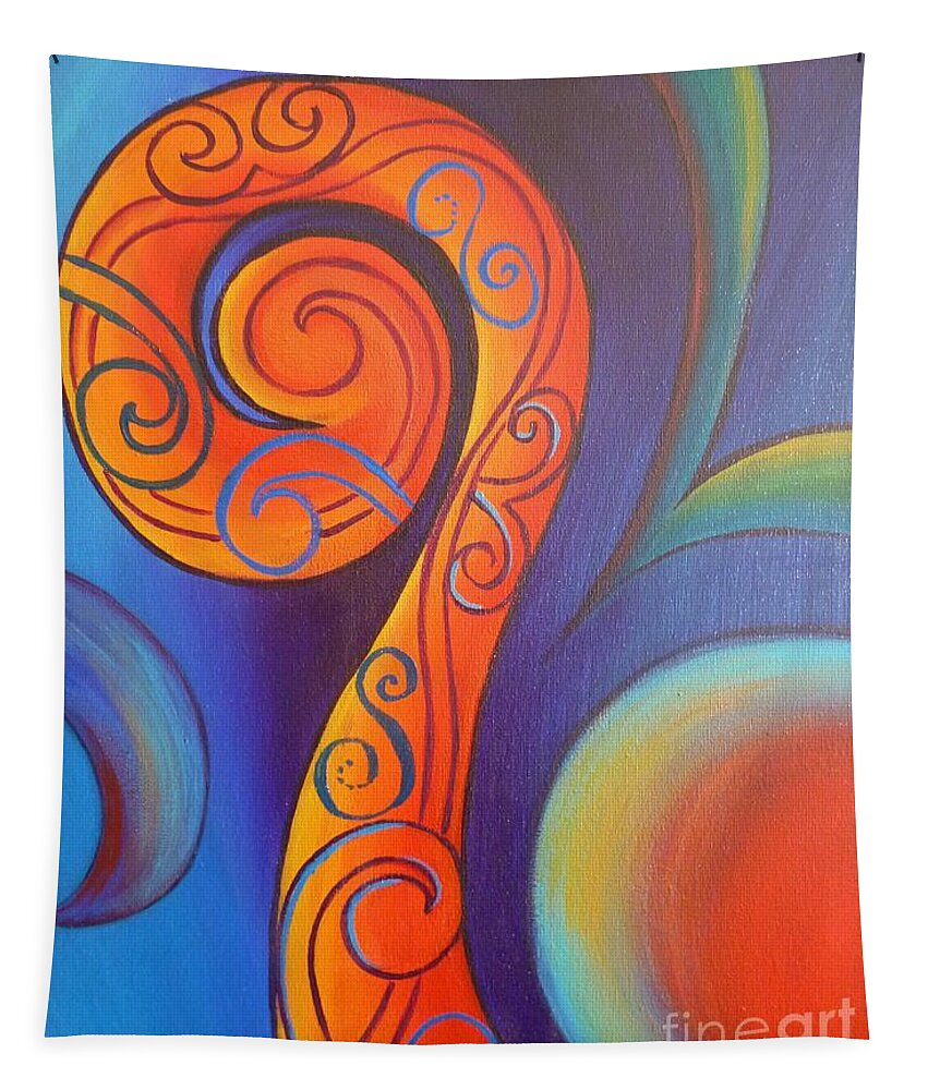 Reina Cottier Tapestry featuring the painting Tribal Koru Red by Reina Cottier