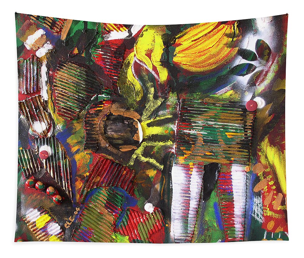 Contemporary Primitive Art Tapestry featuring the painting Tropical Dream I by Cleaster Cotton