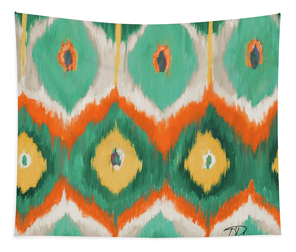 Tropical Tapestry featuring the painting Tropical Ikat II by Patricia Pinto