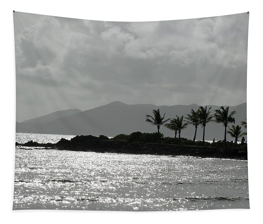 Sapphire Beach Tapestry featuring the photograph Tropical Mornings - Silhouettes 04 by Pamela Critchlow