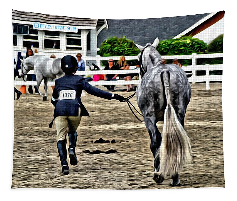Devon Horse Show Pony Horse Gray Grey Tapestry featuring the photograph Trot Out by Alice Gipson
